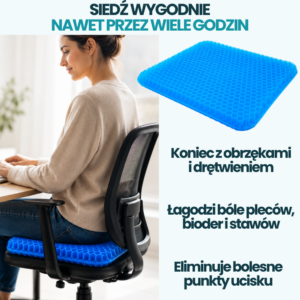 Gelavo - Żelowa Poduszka do Siedzenia na Ucisk, Sztywność i Nagrzewanie Fotela